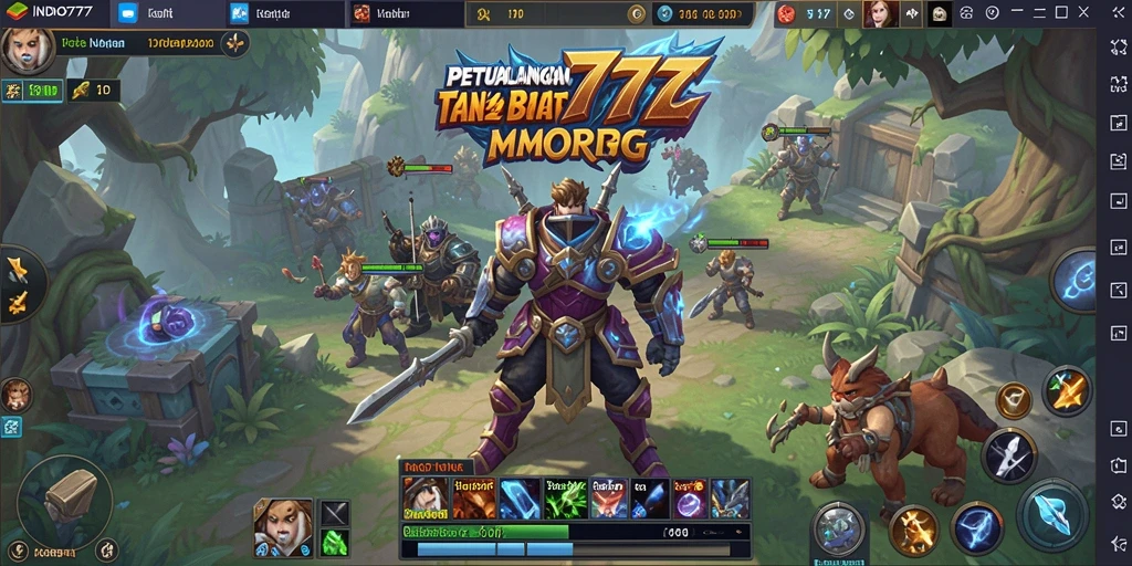 Screenshot gameplay INDO777 menampilkan pertempuran epik dan eksplorasi dunia.